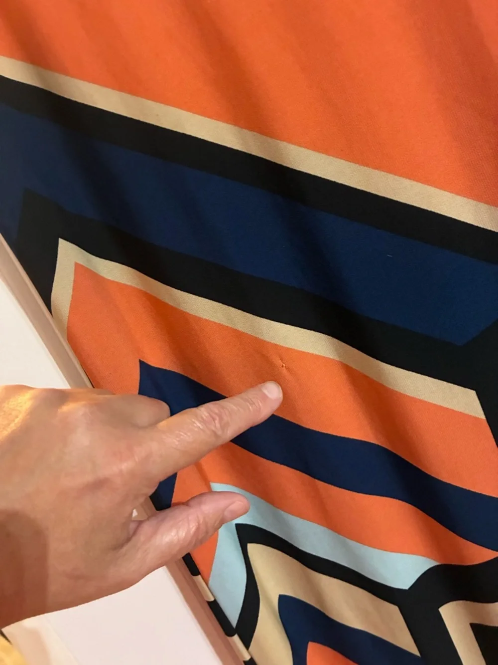 Jones Studio Chevron Midi Dress in Orange, Navy & Light Blue Size XL - Picture 3 of 3